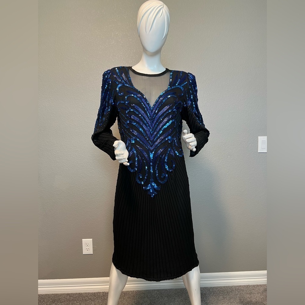 AJ Bari Beaded Silk Formal Dress Size 14